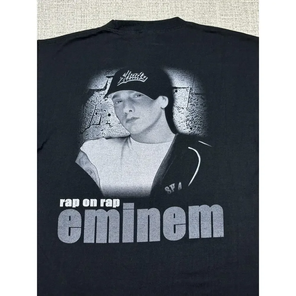 Vintage Eminem Shirt Mens XL Black Rap On Rap Double Sided Graphic Rap Tee